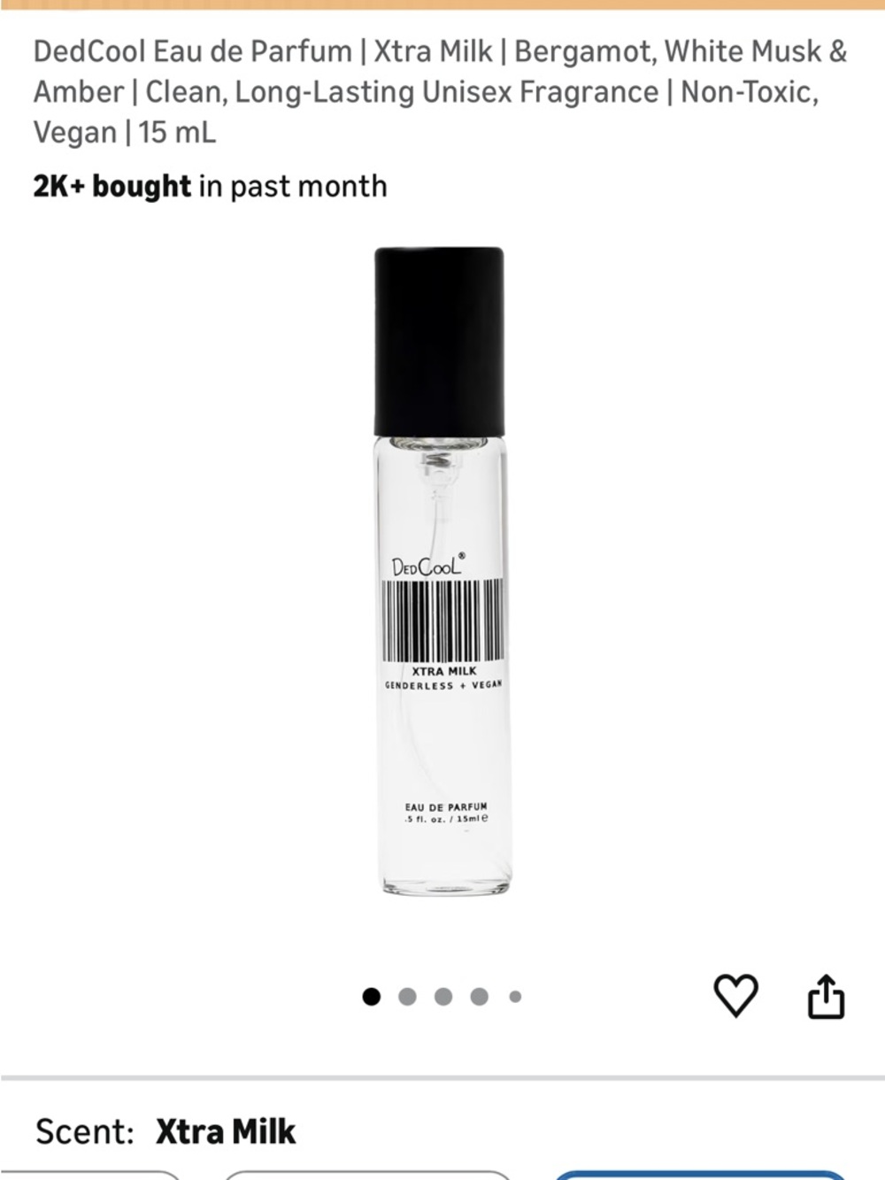 DedCool Xtra Milk Perfume Spray EDP - NEW 15ml 0.5oz